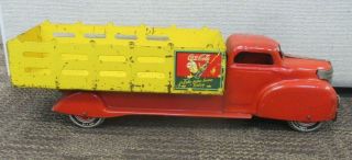 Vintage Marx Coca Cola Pressed Steel Stake Bed Truck 20 - 1/2 "
