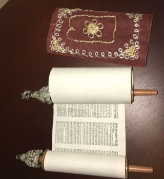 Small 7” Hebrew Jewish Bible Scroll On Parchment
