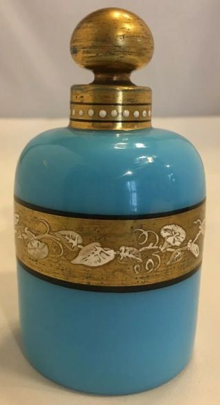 Antique French Blue Opaline Glass Vanity Bottle