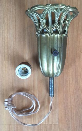 OLD VTG ANTIQUE TORCHIERE FLOOR LAMP LIGHTING SOLID BRASS FITTER SOCKET PART 3