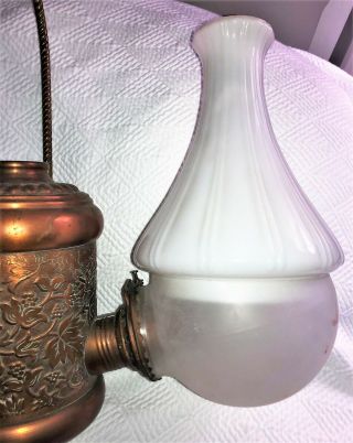 Antique 2 BURNER HANGING COPPER OIL LAMP LANTERN by ANGLE MFG N.  Y. 2