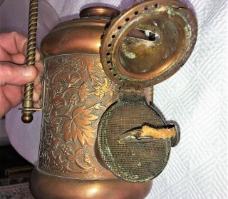 Antique 2 BURNER HANGING COPPER OIL LAMP LANTERN by ANGLE MFG N.  Y. 3