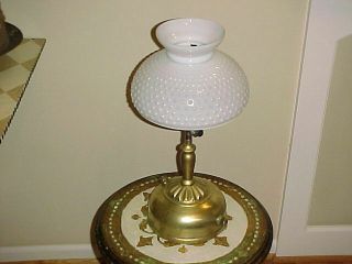 Vintage Coleman Quick - Lite Pressure Table Lamp/lantern W/milk Glass Shade