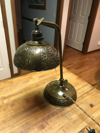 Antique Vintage Ornate Brass Articulating Desk Lamp Light Perkins Socket