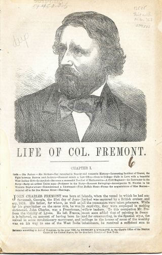 Explorer John C Freemont President Election 1856 Republican Campaign Biography