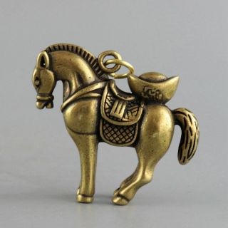 Collect China Old Bronze Carve Horse Carrying Gold Ingot Moral Auspicious Statue