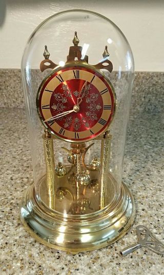 Lovely Red Face S.  Haller 400 Day Anniversary Torsion Clock Stunning & Running