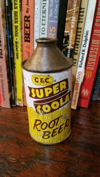 C&c Coola Root Beer 12oz Cone Top Soda Can Chicago 5 Cities