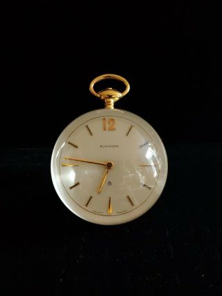 Rare Vintage Swiss Bucherer Imhof Movement Wind Up Crystal Ball Clock / Watch