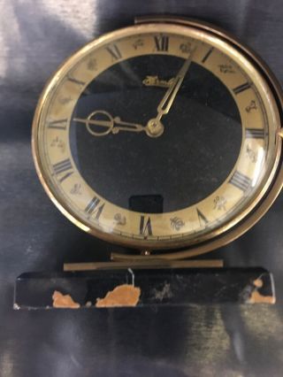 Hermle Art Deco Table Mantel Clock - Wind Up With Pivot Face On A Marble Base