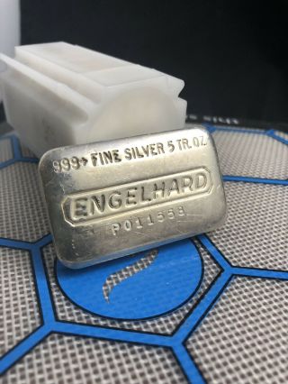 Vintage Engelhard 5 troy oz.  999 Silver Hand Poured Loaf Bar Ingot P011558 Rare 3