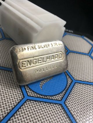 Vintage Engelhard 5 Troy Oz.  999 Silver Hand Poured Loaf Bar Ingot P011616 Rare