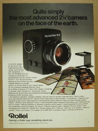1979 Rollei Rolleiflex Slx 2 1/4 " Camera Photo Vintage Print Ad