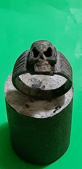 Antique Silver Victorian Memento Mori Skull Ring