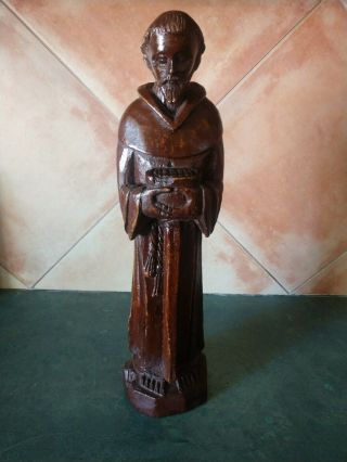 Vintage Santo Hand Carved Wood Religious Statue Mexico 16 "