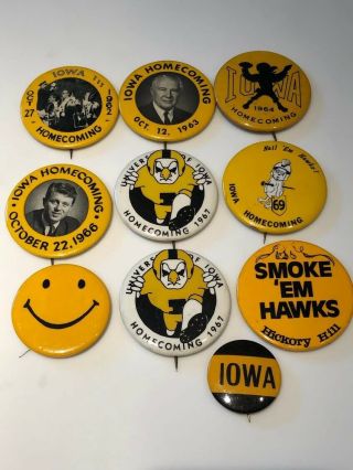 10 University Of Iowa Hawkeyes Vintage Buttons From The 1960 