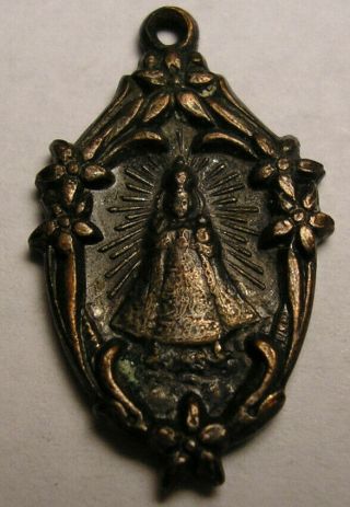 Antique Christ Child Sacred Heart Of Jesus Silver Catholic Religious Medal