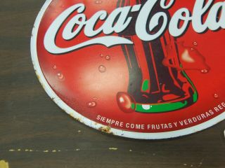Vintage Coca Cola Double Sided Flanged Metal Sign 3