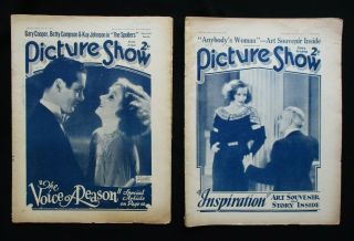 Picture Show 1931 Vintage Movie Magazines Greta Garbo Covers Inspiration