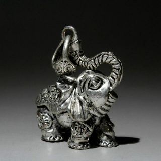 Collectable China Handwork Old Miao Silver Carve Elephant Bring Fortune Pendant