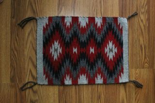 Vintage Navajo Native American Woven Wool Saddle Blanket Rug 15 3/4 
