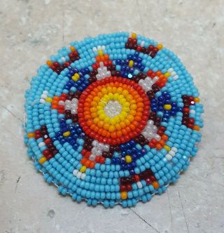 1 3/4 " Hand Crafted Native American Indian Cut Beaded Star Design Rosette Pin