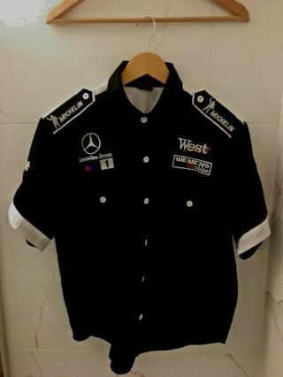 Vintage Mclaren West Mercedes - Benz Formula 1 Team Pit Crew Shirt Size Large