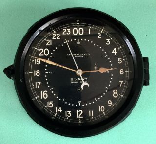 1940’s Chelsea U.  S.  Navy Ships Clock 8 1/2” 24 Hr Dial Ww2 “working” 32094e