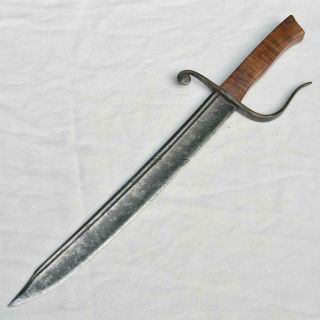 Large " Half - Sword " Fighting Knife Civil War Era Cavalry Saber Blade,  Burl Handle