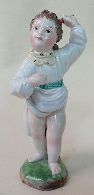 Very Rare C1775 Chelsea Derby English Porcelain Boy With Sickle Figurine
