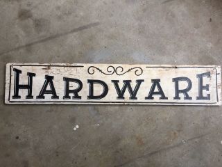 Antique Vintage Hand Painted Hardware Sign Wood 4 X 9”