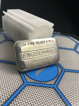 Vintage Engelhard 5 troy oz.  999 Silver Hand Poured Loaf Bar Ingot P011449 Rare 3