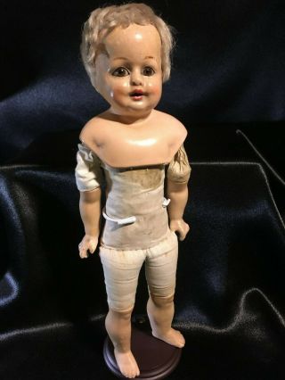 Antique Bru Faced Paper Mache Shoulder Head Doll 11 1/2 "