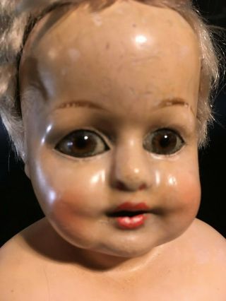 Antique Bru Faced Paper Mache Shoulder Head Doll 11 1/2 