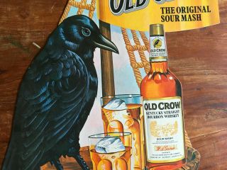Vintage Old Crow Bourbon Whiskey - Liquor Store Ad / Cardboard Sign Display 3