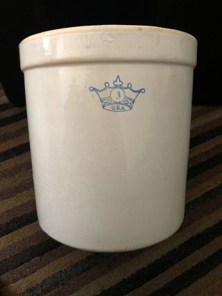 Robinson Ransbottom Pottery Stoneware Crock Blue 3 Gallon Crown U.  S.  A