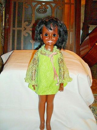 Vintage African American Crissy Doll 1968 1969 Black Hair Brown Sleep Eyes 18 "