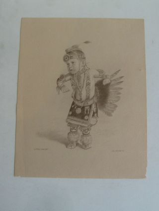 Vtg Gil Ortega Native American Indian " Little Dancer " Listed Artist Print
