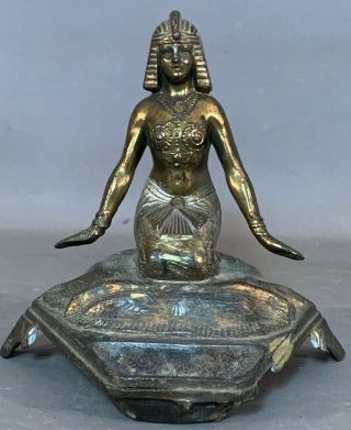 Antique Art Deco Era Egyptian Goddess Vantine Lady Statue Figural Incense Burner