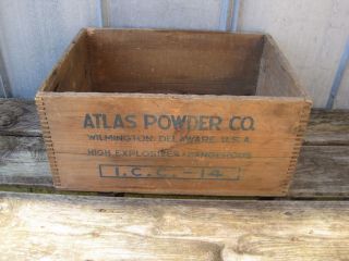 Vintage Atlas Powder Co High Explosives Dynamite Tnt Wood Box Wooden Crate B8244