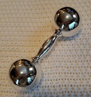 Authentic Tiffany & Co Sterling Silver Vtg Barbell Baby Rattle