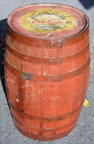 Vintage 10 Gallon Coca - Cola Coke Wooden Syrup Keg Barrel With Paper Label