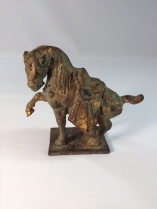 Vintage Chinese Metal Sculpture Figure Of A Tang Horse 5 " Tall