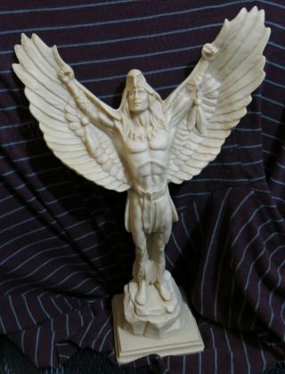 Vintage Native American Indian Chief Eagle Wings Sculpture Statue 15 " Tall