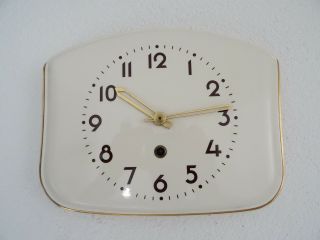 Retro Vintage Ceramic Kitchen Wall Clock Art Deco (junghans Kienzle Mauthe Era)