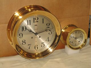 Chelsea Antique Ships Bell Clock 8 1/2 In.  Dial 1917 Hinged Red Brass Restored