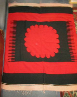 Antique / Vintage Wool 81 " X 82 " Mexican.  Saltillo Serape Blanket Red And Black