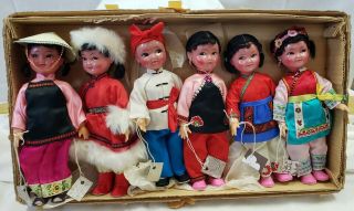Japanese Collectible Dolls Set Of 6 Vintage International Baby Dolls 10 Inches