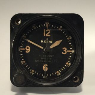 Wwii Era Longines Wittnauer Aircraft Airplane 8 Day Clock Ac - 39 - 2177
