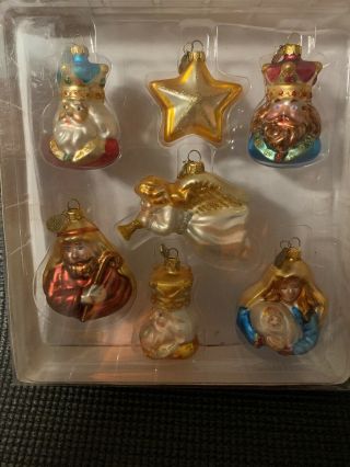 Department 56 Set Of 7 Mini Glass Nativity Christmas Ornaments Tiny Trimmings
